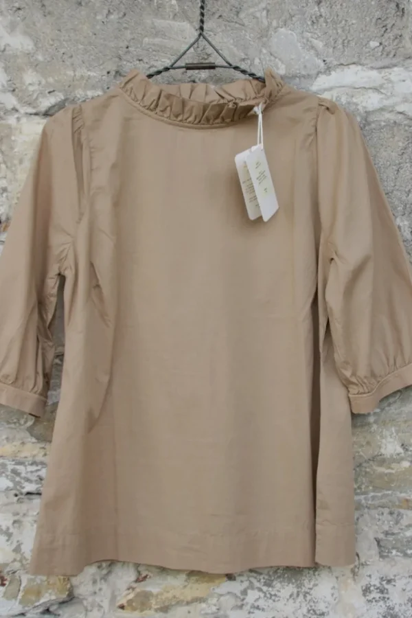 Blusen*by basics Bluse 13005 in desert/caramel mit Puffärmeln - Baumwolle & Elasthan