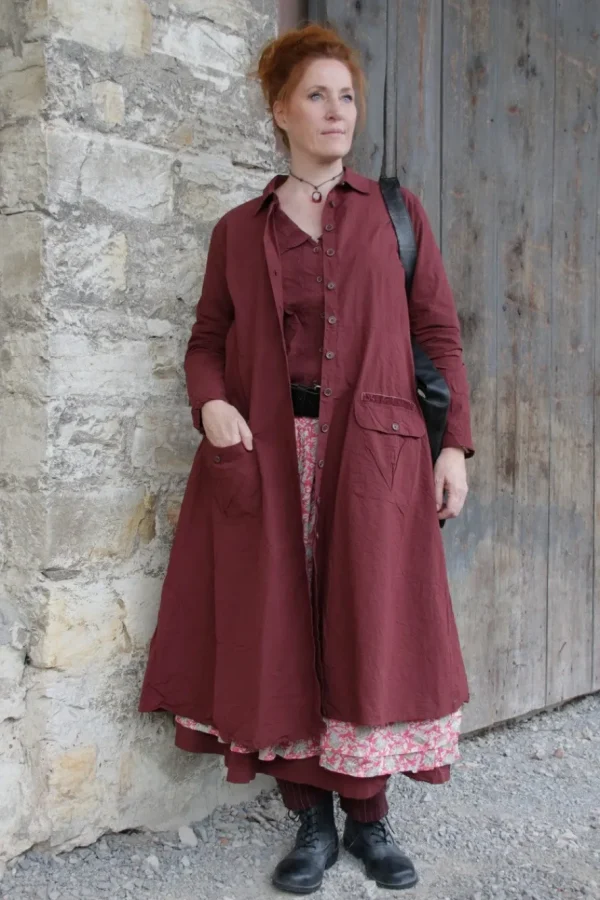 Blusen*Ewa i Walla * Bluse 44105 VALFRIED in burgunder rot (burgundy) - reine Knitterbaumwolle