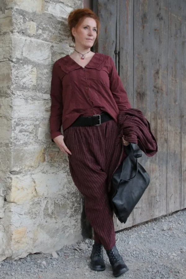 Blusen*Ewa i Walla * Bluse 44105 VALFRIED in burgunder rot (burgundy) - reine Knitterbaumwolle