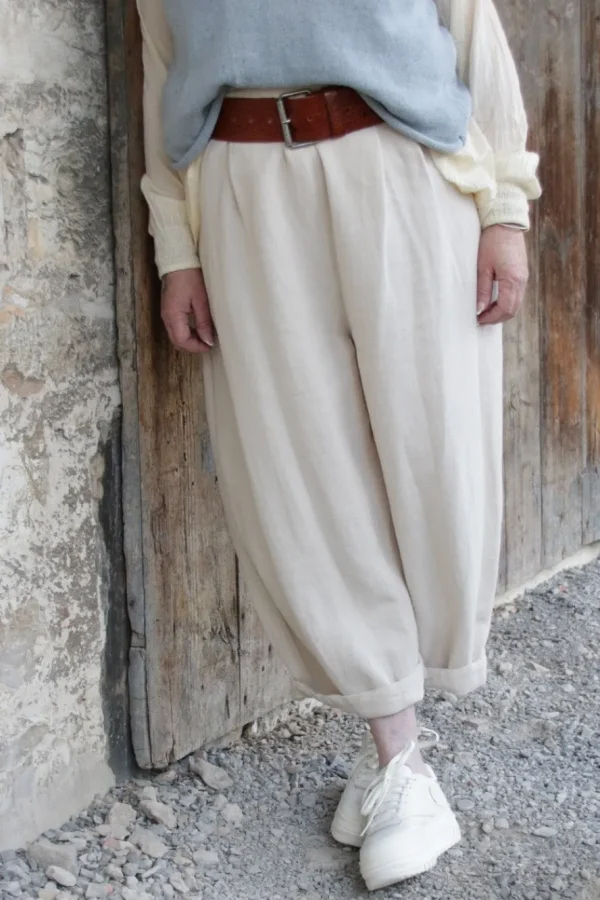 Hosen*Ewa i Walla Hose 11397 BOTVI in creme (bone white) - softer Twill aus Leinen & Baumwolle