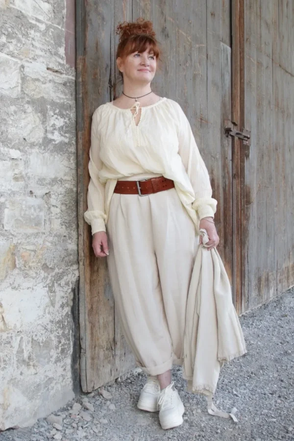 Hosen*Ewa i Walla Hose 11397 BOTVI in creme (bone white) - softer Twill aus Leinen & Baumwolle