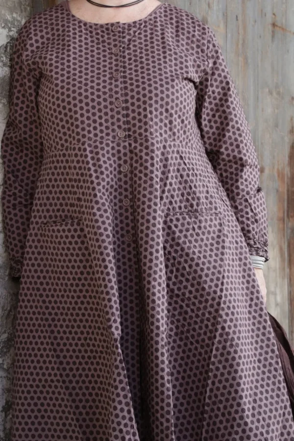 Kleider*Ewa i Walla Kleid 55807 FILIPPA in rose-violett mit Punkten (dark mauve) - reine Knitterbaumwolle