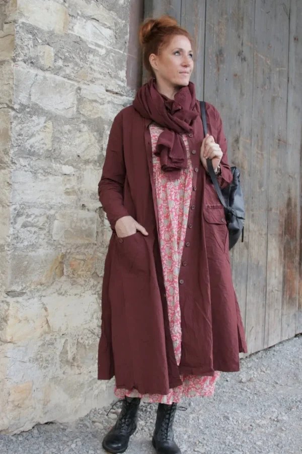 Mäntel | Kleider*Ewa i Walla * Kleid 55863 HANNE in burgunder rot (burgundy) - reine Knitterbaumwolle