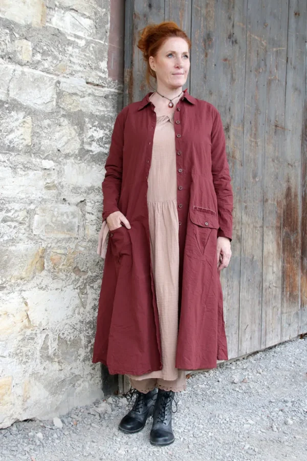 Mäntel | Kleider*Ewa i Walla * Kleid 55863 HANNE in burgunder rot (burgundy) - reine Knitterbaumwolle