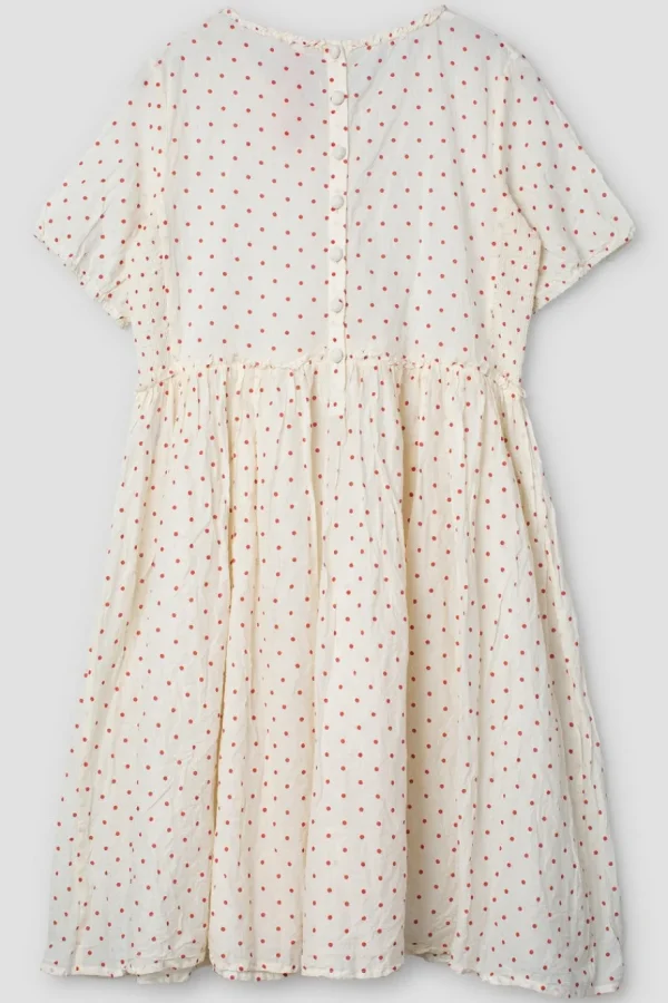 Kleider*Ewa i Walla Kleid 55835 JENNIFER in creme mit rosenroten Dots (rose dot voile) - softer Voile