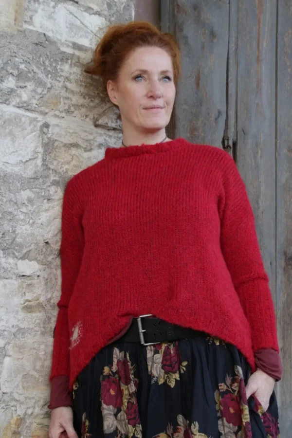 Pullover*Ewa i Walla Pullover 44991 GURLI im satten rot (red) - superfeine Alpakawolle