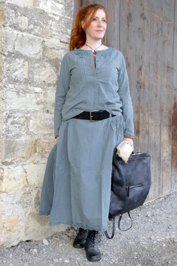 Röcke*Ewa i Walla * Rock 22239 GITTE in blau grau (storm blue) - reine Knitterbaumwolle
