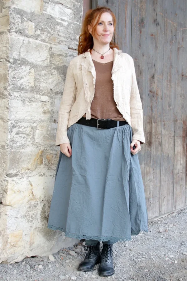 Röcke*Ewa i Walla * Rock 22239 GITTE in blau grau (storm blue) - reine Knitterbaumwolle