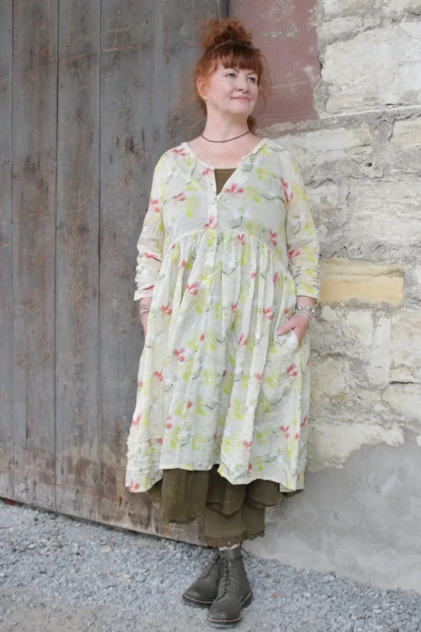 Kleider*Ewa i Walla SUMMER SPECIALS Kleid 55910 MANJA in creme mit Flowerprint - luftiger Voile