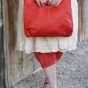 Taschen*FRA.SA Mini-Shopper NINA in vintage rot (rosso red) - supersoftes, recyceltes Leder