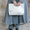 Taschen*FRA.SA Mini-Shopper NINA in vintage weiss/grau (ice) - supersoftes, recyceltes Leder