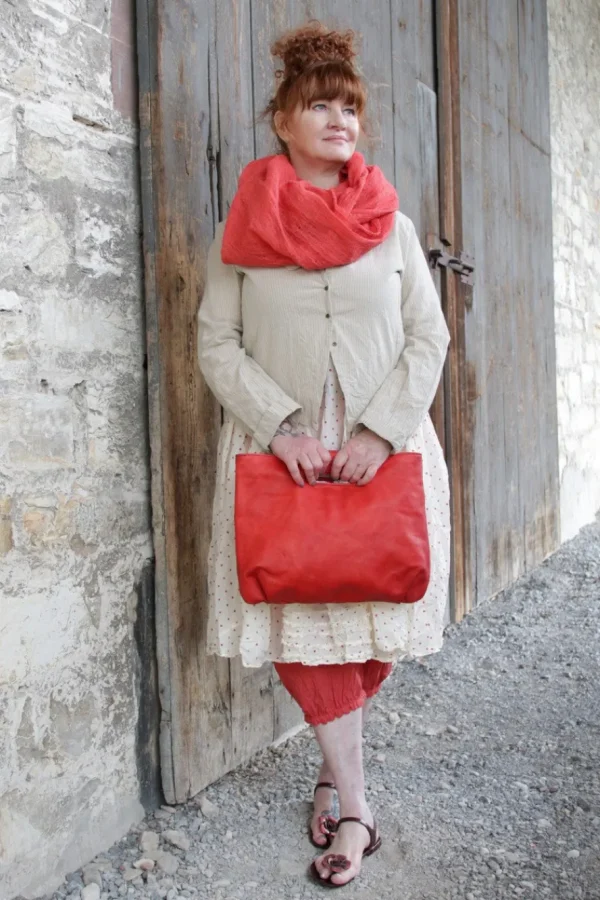 Taschen*FRA.SA Mini-Shopper NINA in vintage rot (rosso red) - supersoftes, recyceltes Leder