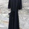 Kleider*Hannes Roether Maxi-Kleid 210840 KONFEKT in schwarz - Cupro & Baumwolle