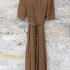 Kleider*Hannes Roether Maxi-Kleid 210840 KONFEKT in camel - Cupro & Baumwolle