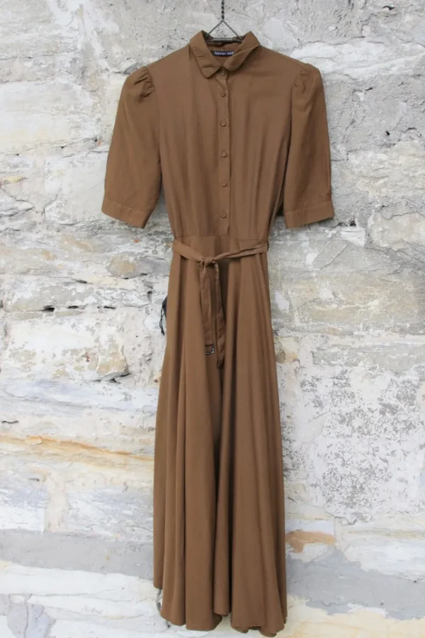 Kleider*Hannes Roether Maxi-Kleid 210840 KONFEKT in camel - Cupro & Baumwolle