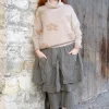 Pullover*Les Ours Pullover PULL im zarten altrose mit Blumenmuster - supersofte Mischwolle